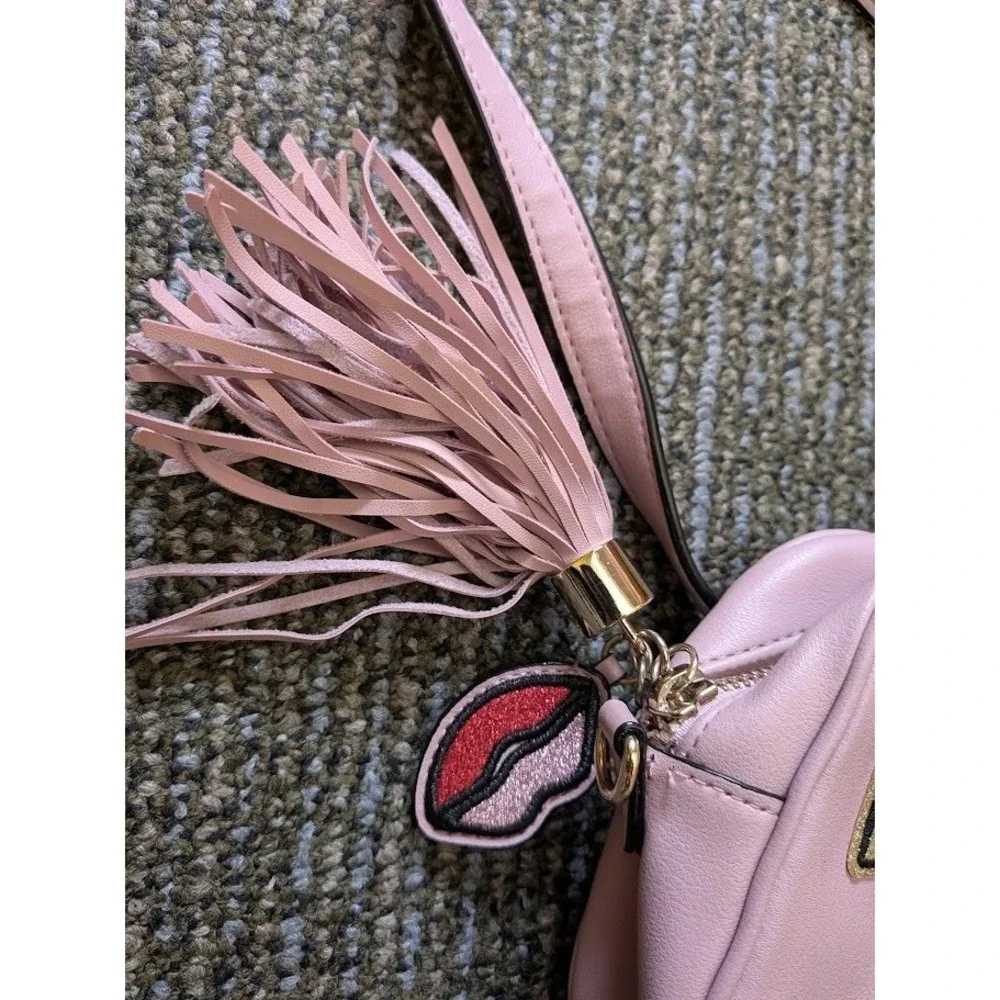 Victoria's Secret Pink Shoulder Bag Tassel Glitter Patch Accents Y2K Style Twee